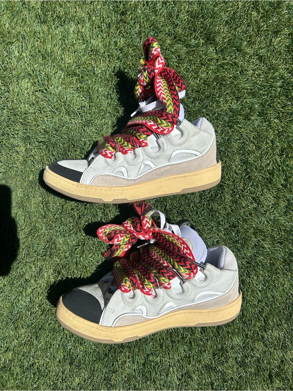 Lanvin White Sneakers with Multicolor Red Accent Laces
